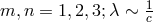 m, n = 1,2, 3;&lambda; &sim; 1 c